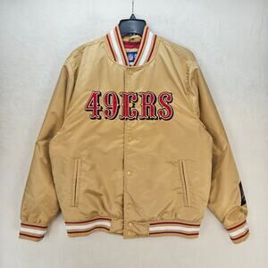ULTRA GAME MEN'S MEDIUM SAN FRANCISCO 49ERS VARSITY SATIN BOMBER JACKET NWT